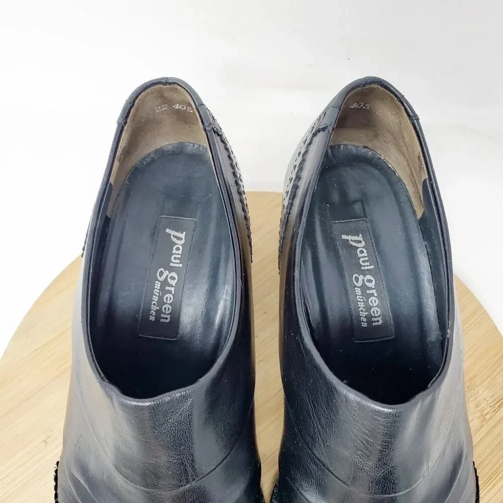Paul Green Shoes Womens 6 Shootie Western Wingtip Black Leather‎ Low Pump Shoes